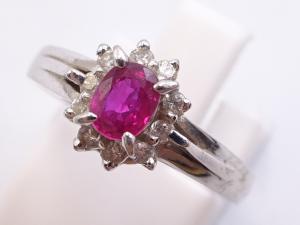 Pt900 ルビー 0.31ct ダイヤ 0.12ct リング 4.7g